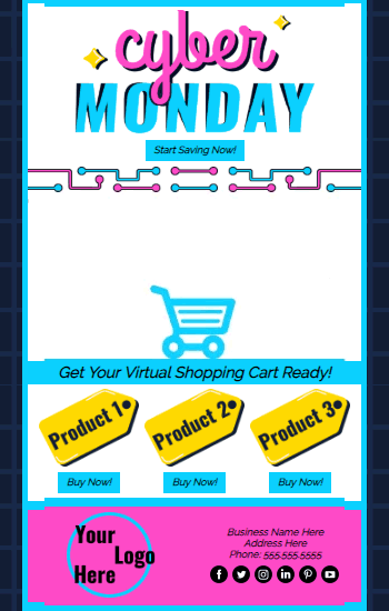 Cyber Monday Shopping Cart Animated Template Preview
