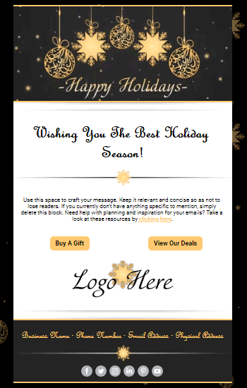 Gold Happy Holidays Animated Template Preview
