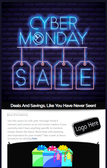 Cyber Monday Neon Sign Animated Template Preview