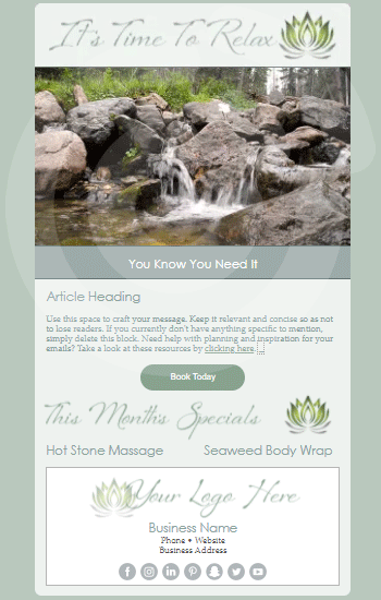 Spa Waterfall Animated Template Preview