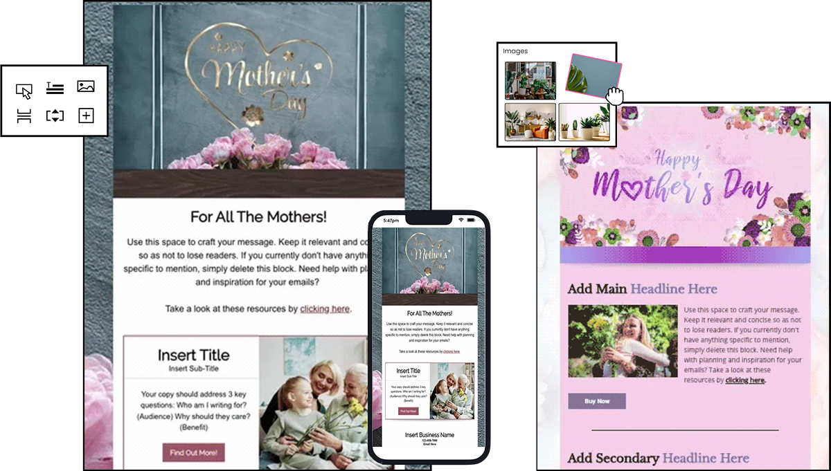Two 'Mother's Day' templates side by side Two 'Mother's Day' templates side by side
